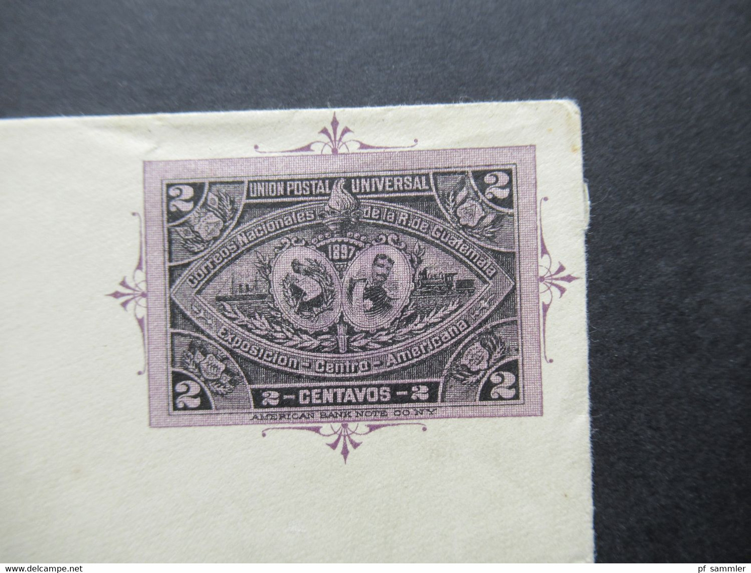 Guatemala 1897 UPU Ganzsachen Umschlag Violetter Stempel L1 Via New Orleans Und Impresos Nach Hamburg - Guatemala