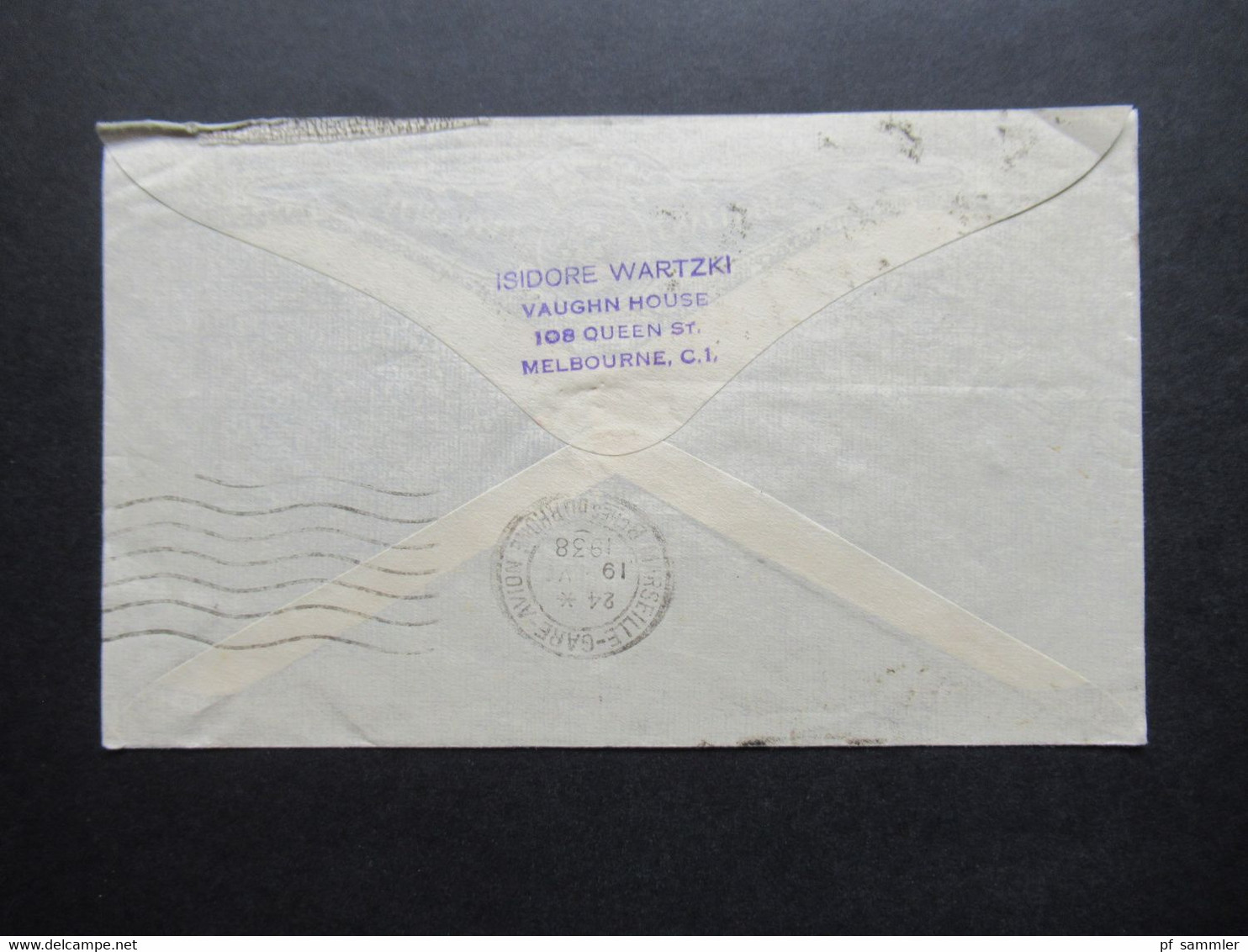 Australien 1938 Air Mail Melbourne - Zaandam Holland Per Australia France Air Mail Stp. Marseille Gare Avion - Lettres & Documents