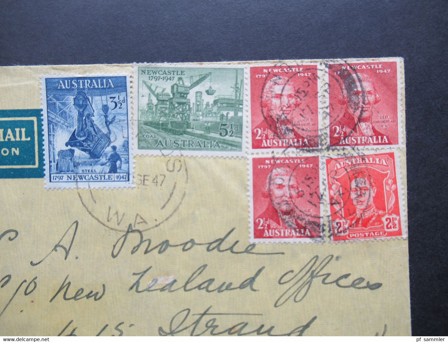Australien 1947 Air Mail Luftpost Nach London Mit Violettem Ank. Stempel Army Base.... - Lettres & Documents