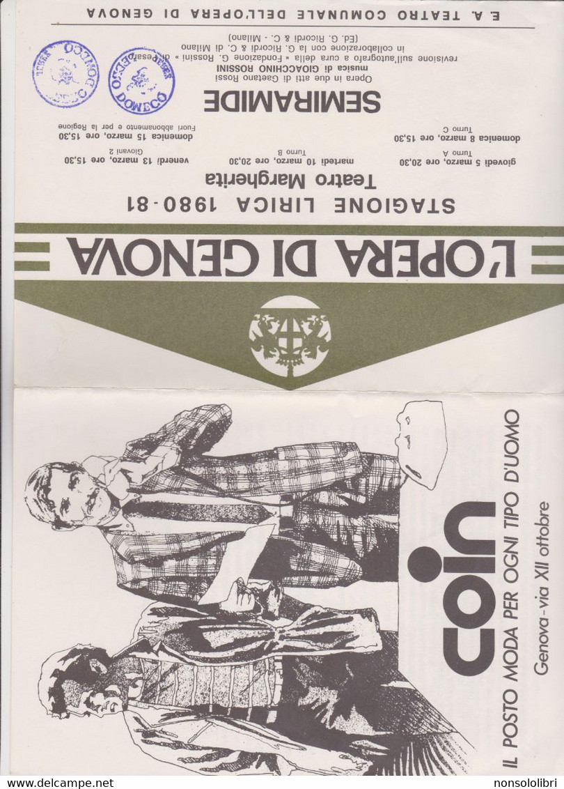 LIBRETTO - PROGRAMMA  :  'OPERA   DI    GENOVA.  STAGIONE LIRICA  1980-81  -  " SEMIRAMIDE " - Opern