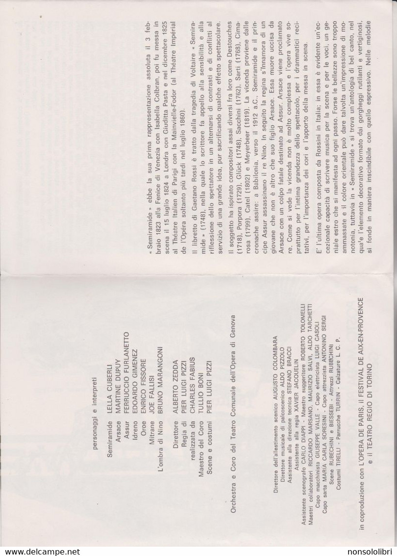 LIBRETTO - PROGRAMMA  :  'OPERA   DI    GENOVA.  STAGIONE LIRICA  1980-81  -  " SEMIRAMIDE " - Opern