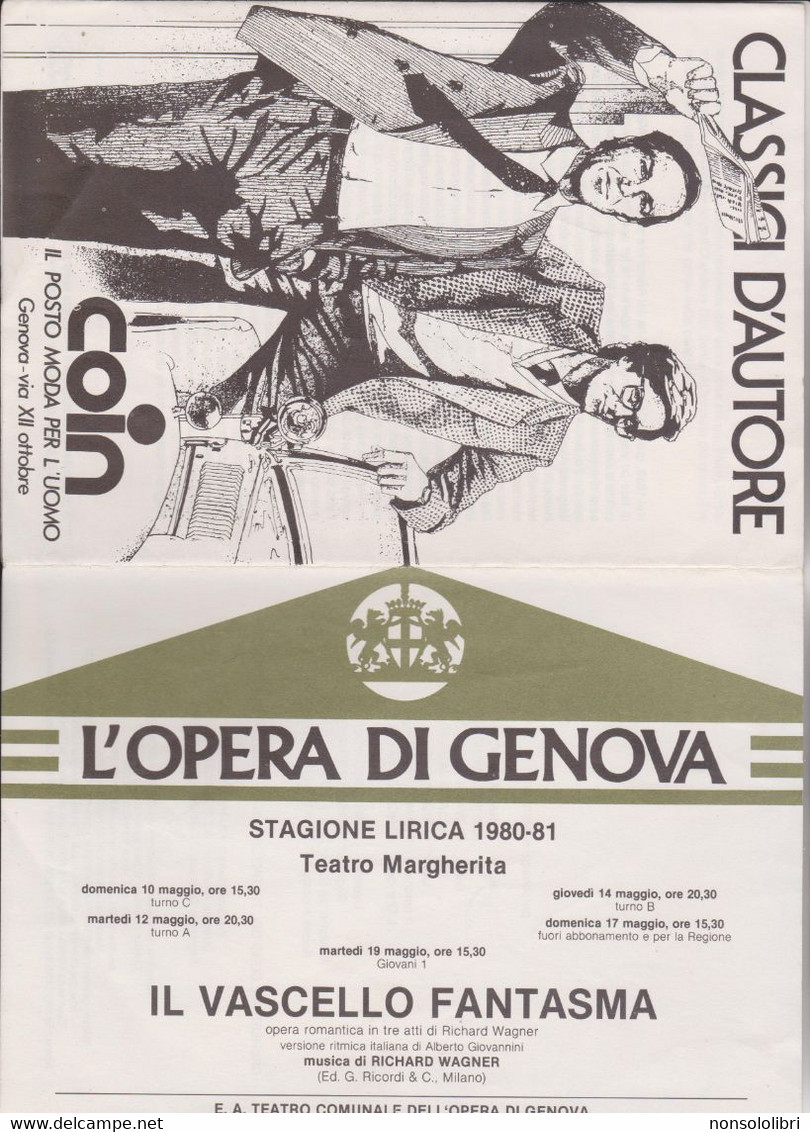 LIBRETTO - PROGRAMMA  :  'OPERA   DI    GENOVA.  STAGIONE LIRICA  1980-81  -  " IL VASCELLO FANTASMA "  " - Opern