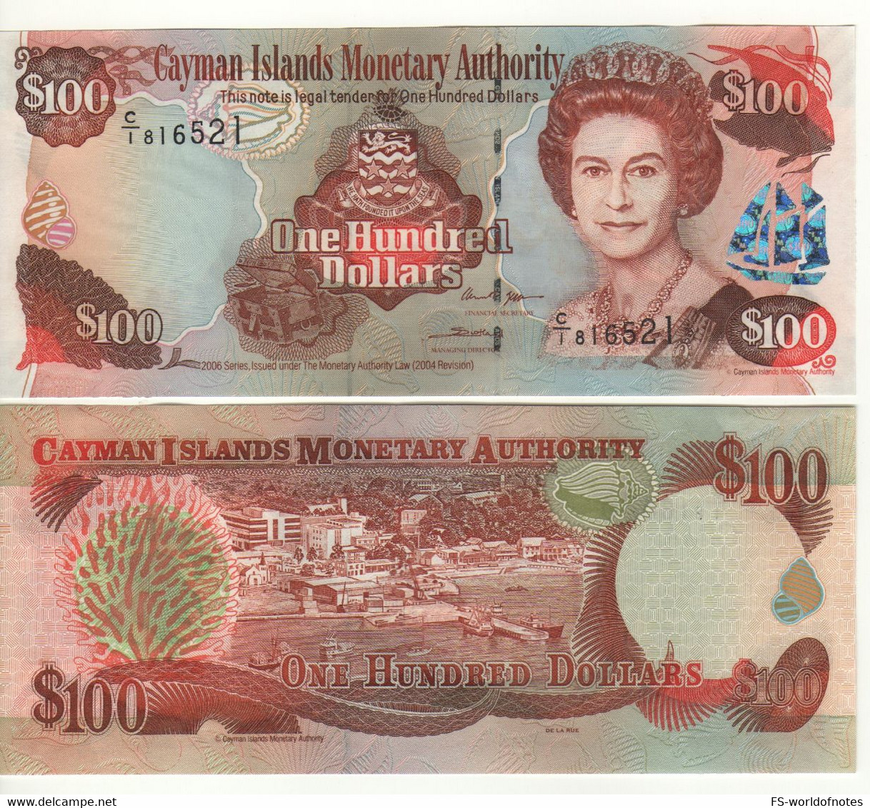 CAYMAN 100 Dollars  P37a  Dated 2006   ( Queen Elizabeth II  - George Town At Back ) - Kaimaninseln