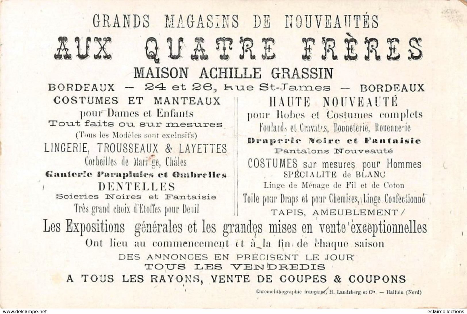 Image  16.5 X 11  Cm   Clown Violoniste. Cymbales,  .  Publicité  Aux Quatre Frères 33 Bordeaux (voir Scan) - Sonstige & Ohne Zuordnung