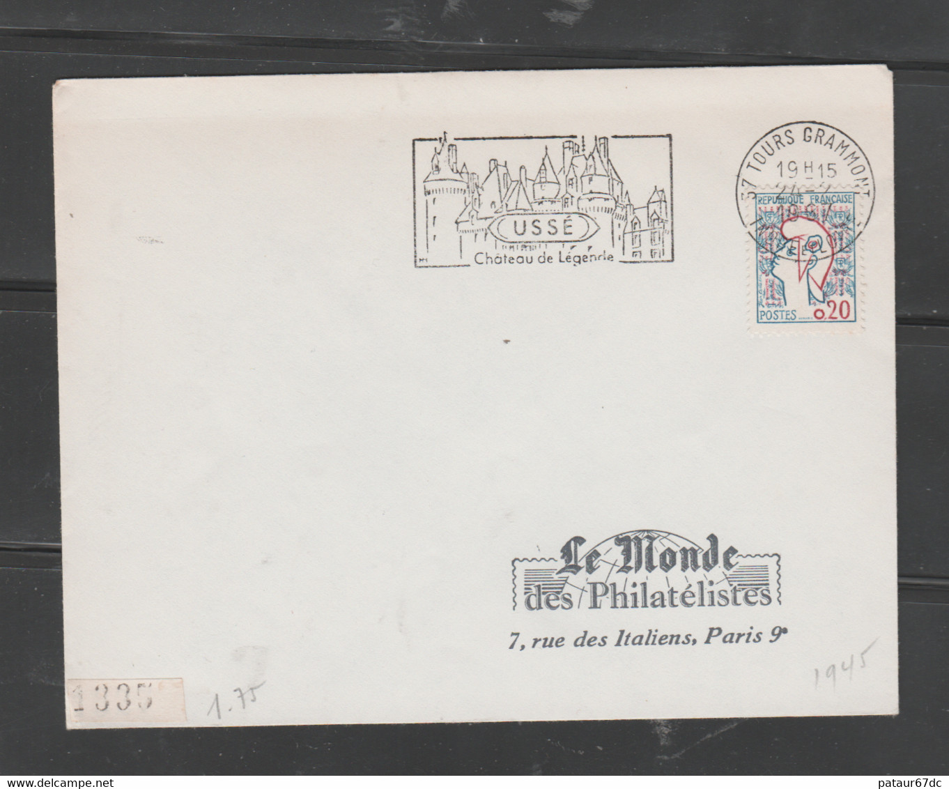 Flamme Dpt 37 : TOURS Grammont (SCOTEM N°  1945 Du 30/12/1968 => 03/04/1967) : Ussé - Château De Légende (type I Codé) - Mechanical Postmarks (Advertisement)