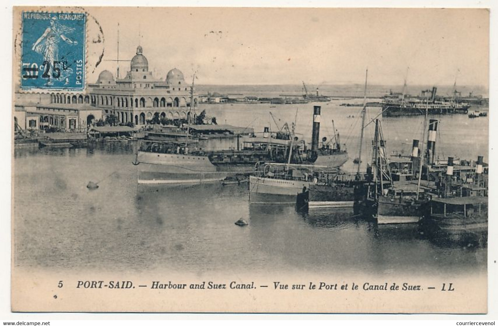 CPA - EGYPTE - PORT-SAÏD - Vue Sur Le Port Et Le Canal De Suez - Depuis Port Saïd 1927 Griffe "Paquebot" - Port Said
