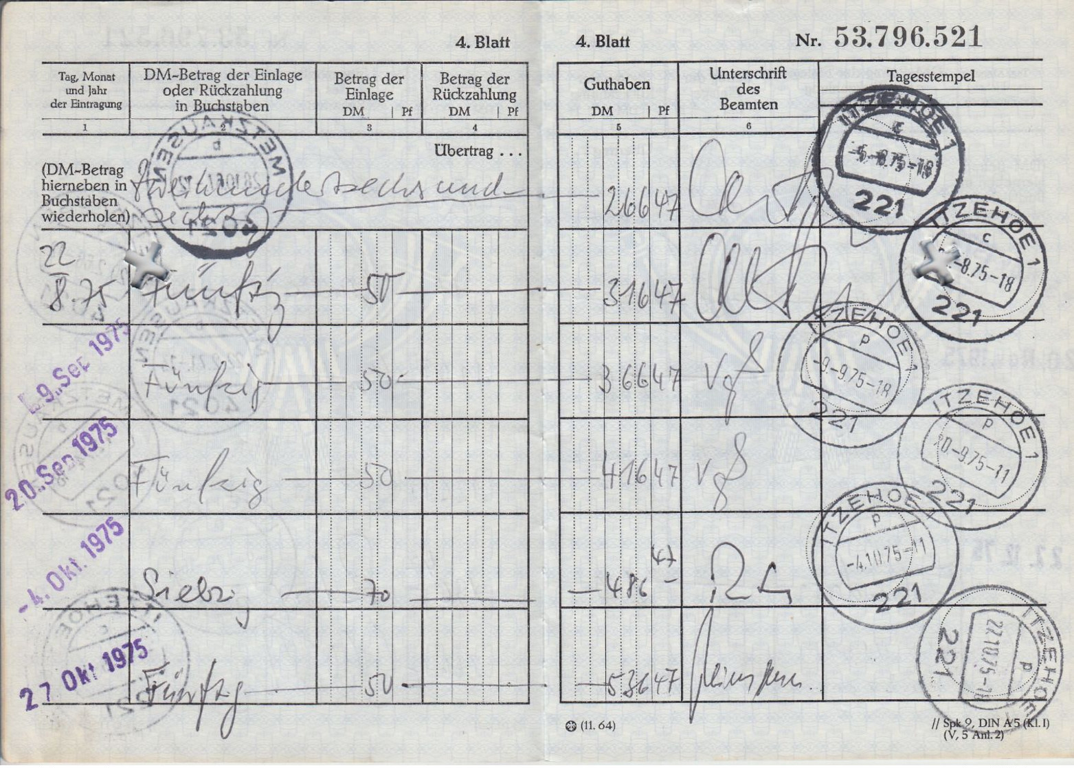 BRD - Mettmann 1967-1978 Postsparbuch Entwertet - Máquinas Franqueo (EMA)