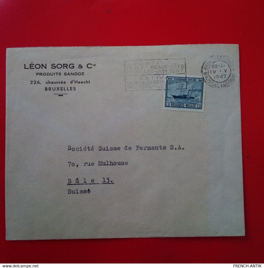 LETTRE BELGIQUE PUB LEON SORG BRUXELLES POUR BALE - Other & Unclassified