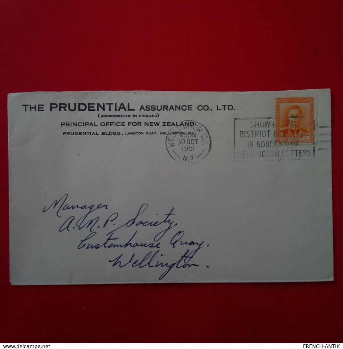 LETTRE NEW ZEALAND THE PRUDENTIAL ASSURANCE - Covers & Documents
