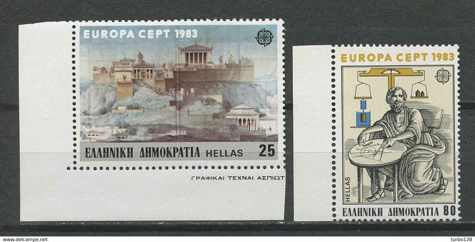 GRECE 1983 N° 1491/1492 ** Neufs MNH Superbes C 4 € Grandes Oeuvres Humaines Acropole Citadelle Archimède Europa - Unused Stamps