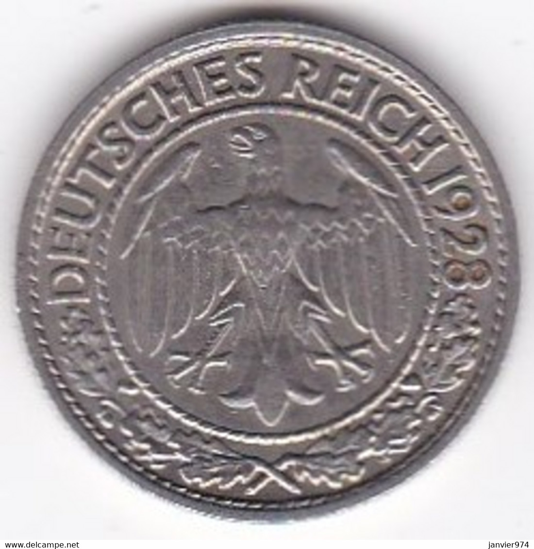 50 Reichspfennig 1928 F Stuttgart, En Nickel - 50 Reichspfennig