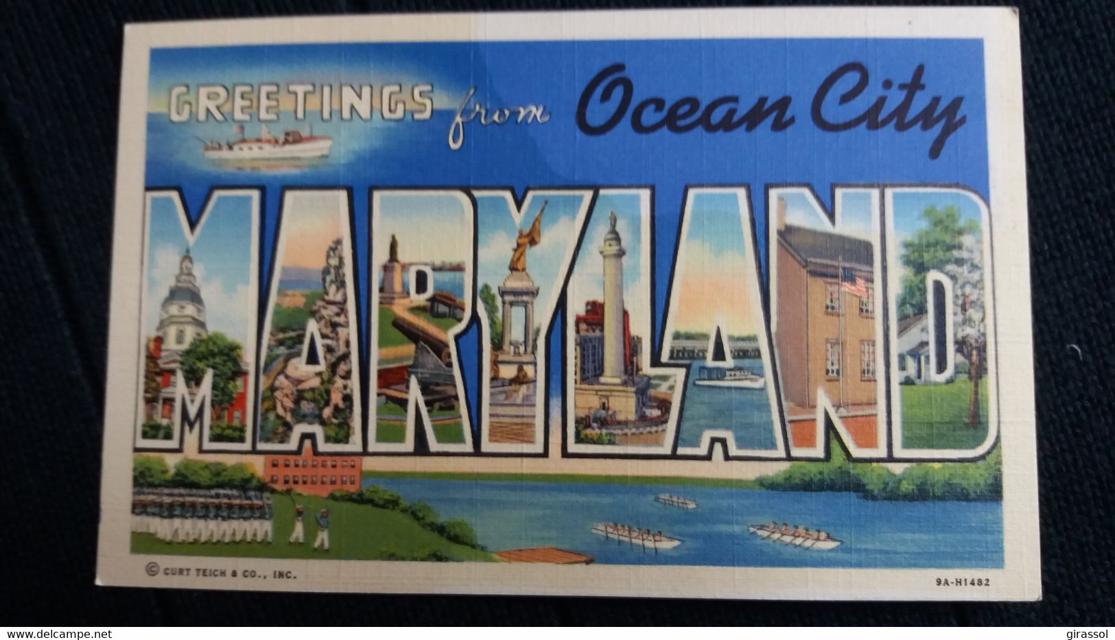 CPA GREETINGS FROM MARYLAND OCEAN CITY  ED CT ART COLORTONE USA 1940 - Ocean City
