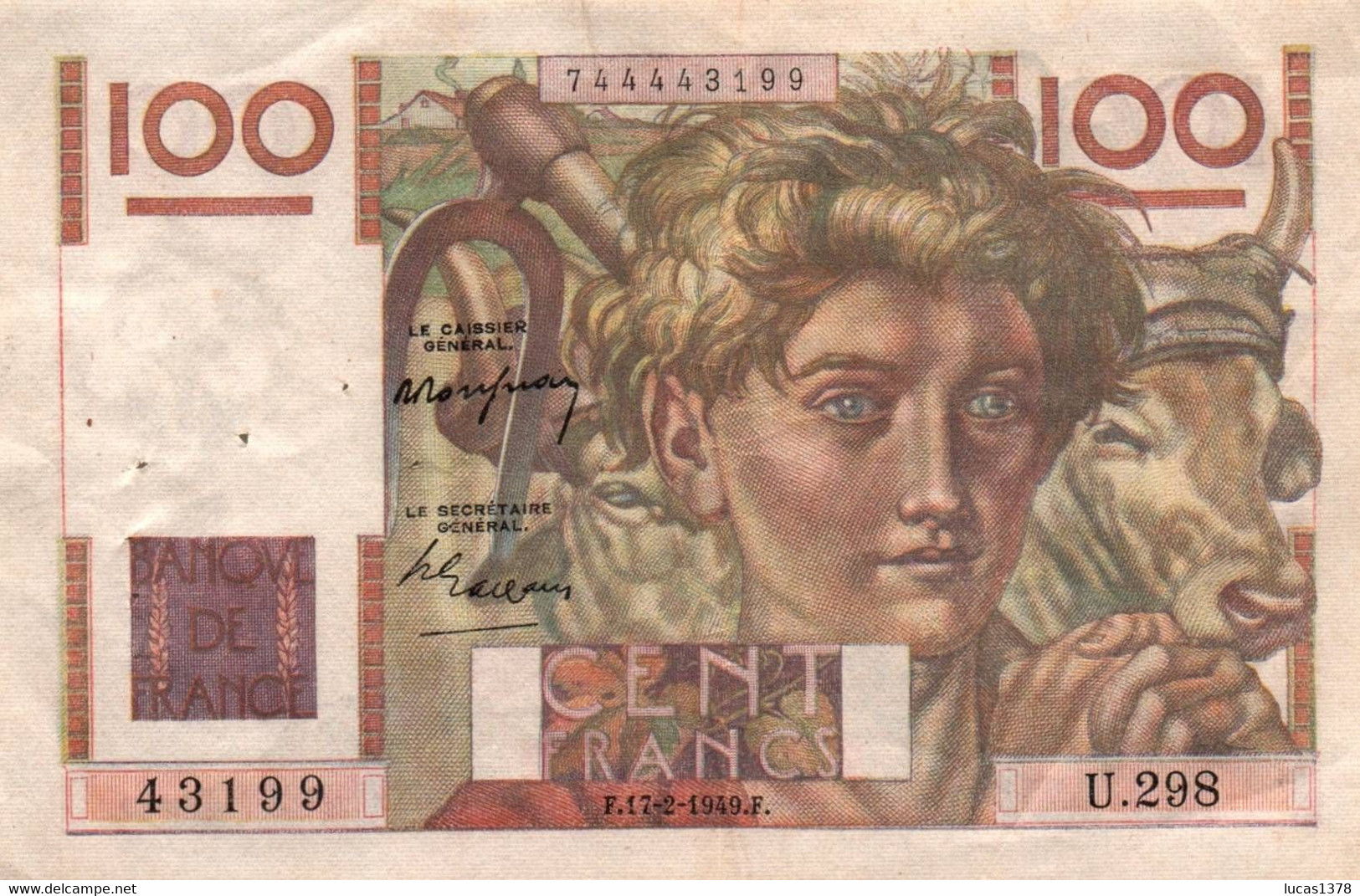 100 FRANCS 17/02/1949 - 100 F 1945-1954 ''Jeune Paysan''