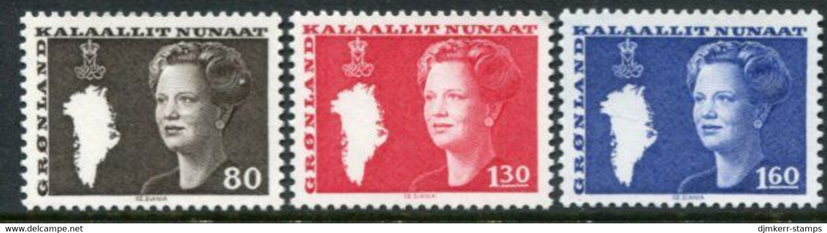 GREENLAND 1980 Definitive: Queen Margarethe MNH / **.  Michel 120-22 - Unused Stamps