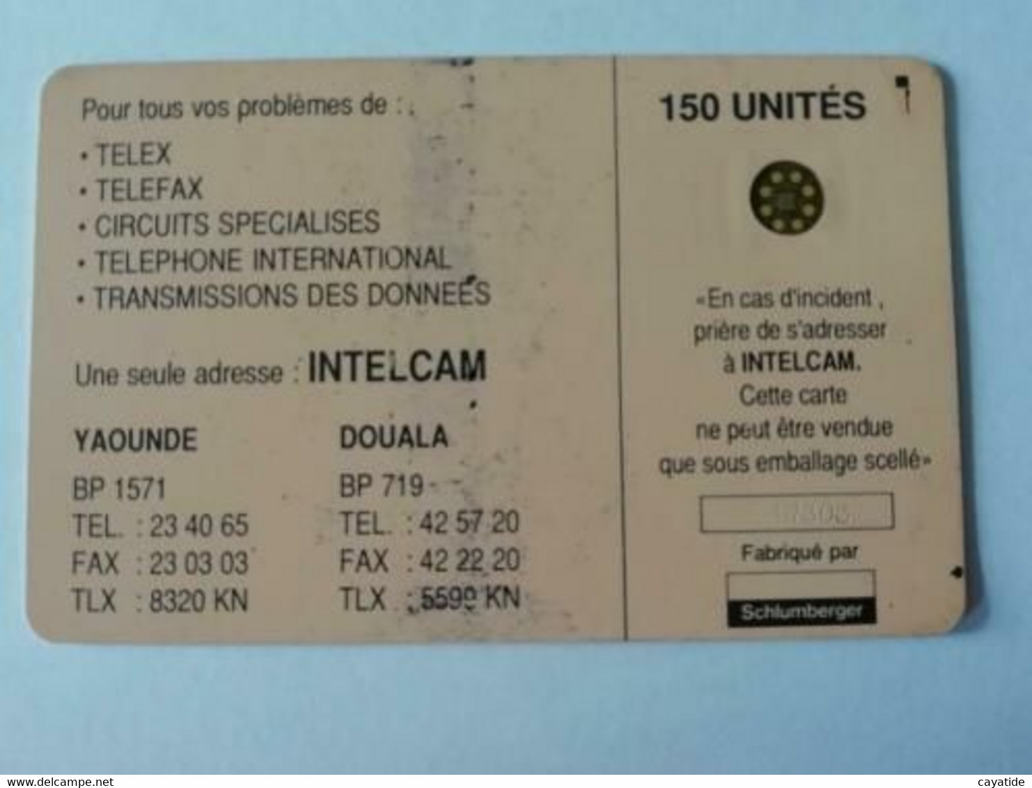 CARTE TELEPHONIQUE - Cameroun