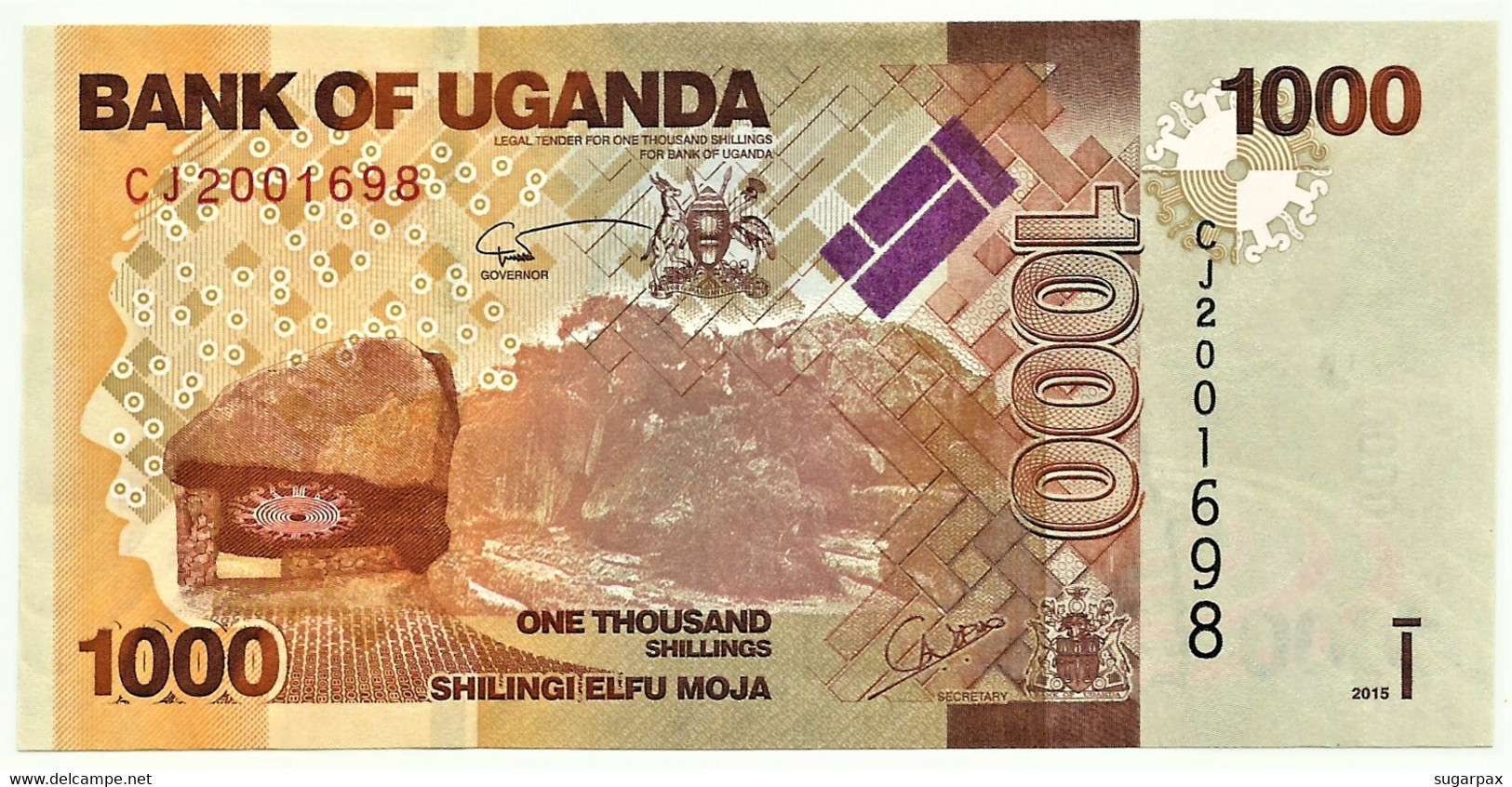 Uganda - 1000 Shillings - 2015 - Pick: 49.d - Unc. - Serie CJ - 1.000 - Uganda