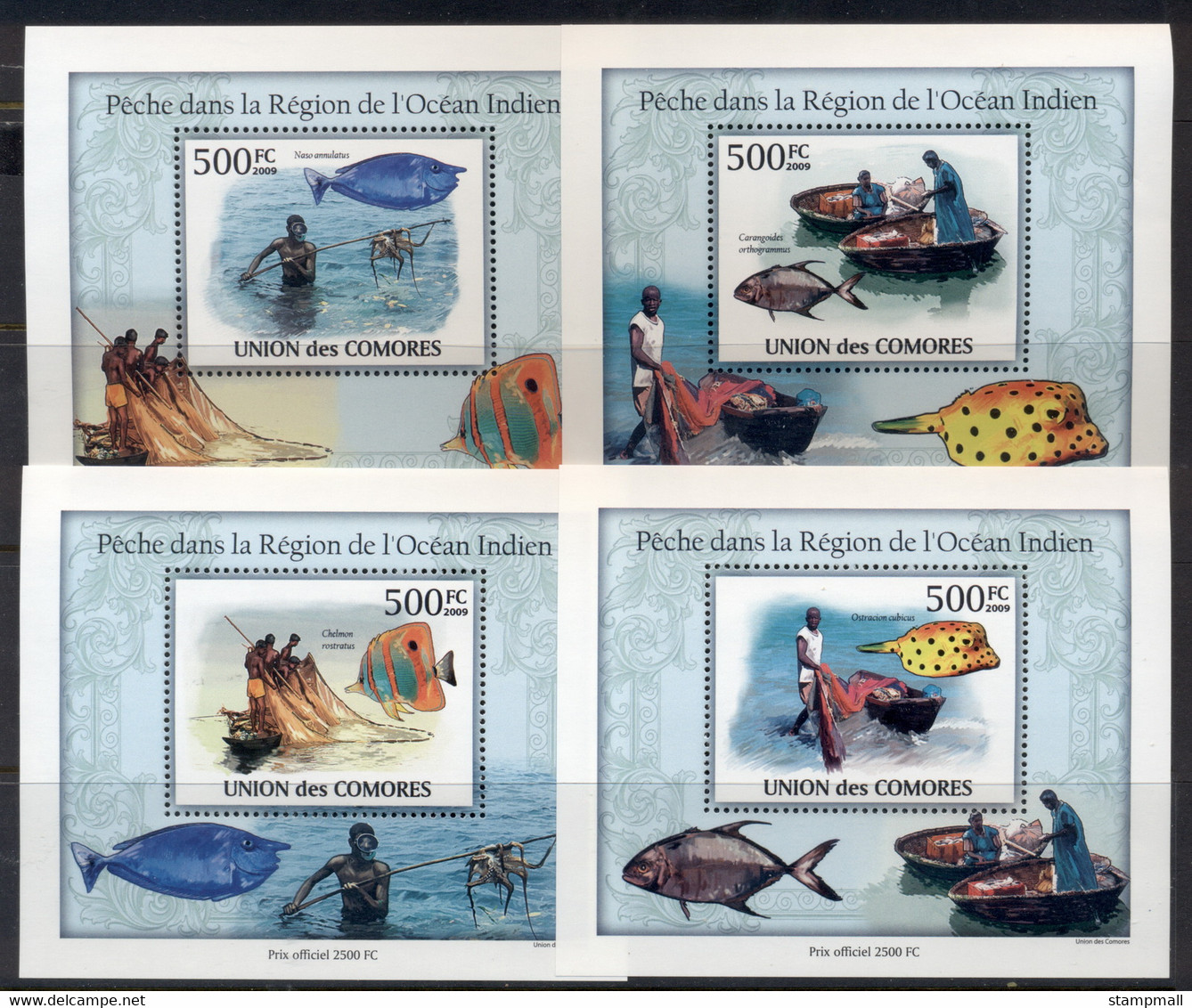 Comoro Is 2009 Fish & Fishing In The Indian Ocean Region 4x Deluxe MS MUH - Comores (1975-...)