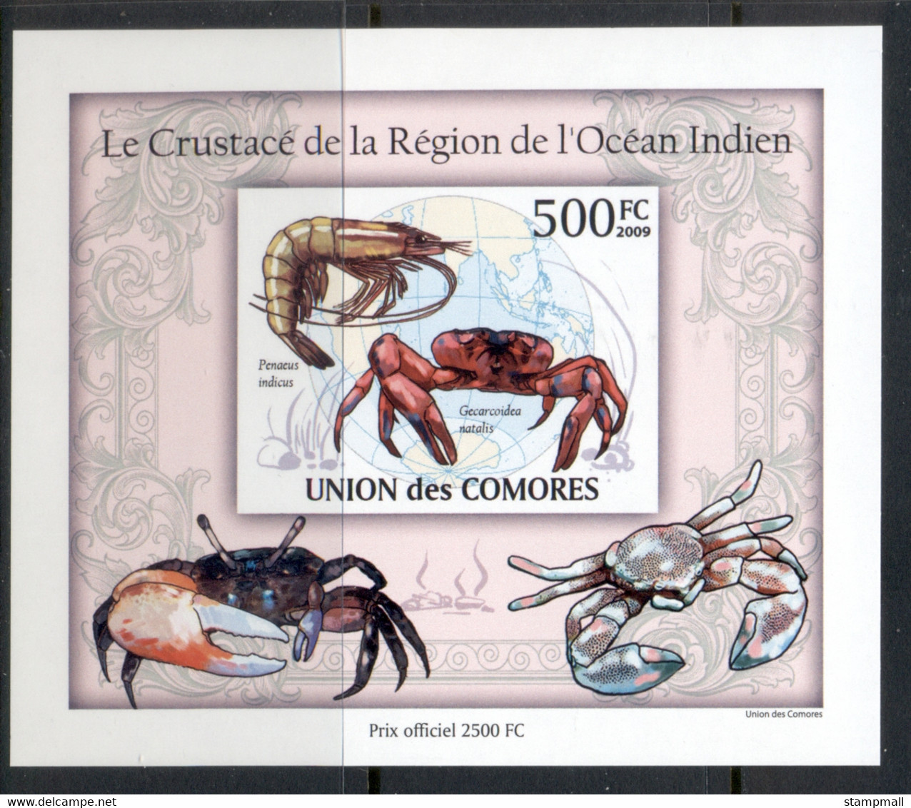 Comoro Is 2009 Marine Life, Crustaceans Of The Indian Ocean Deluxe MS IMPERF MUH - Comores (1975-...)