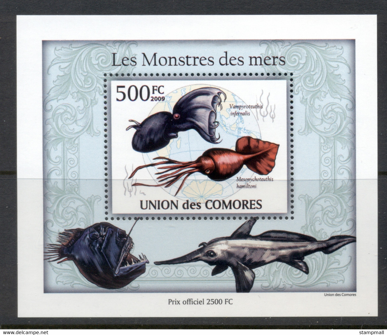 Comoro Is 2009 Marine Life, Monsters Of The Sea Deluxe MS MUH - Comores (1975-...)