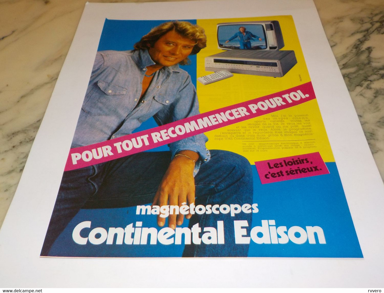 ANCIENNE  PUBLICITE JOHNNY HALLYDAY ET MAGNESTOSCOPE CONTINENTALE  1981 - Television