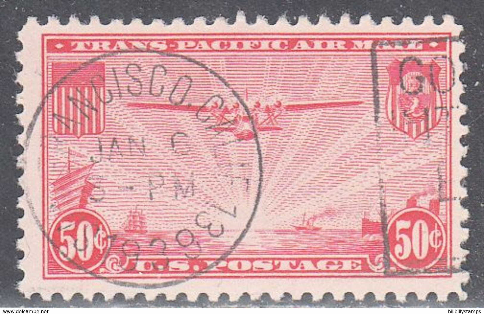 UNITED STATES   SCOTT NO  C22    USED     YEAR  1937   WITH NICE SOCKED ON THE NOSE --SOTN ---CANCEL - 1a. 1918-1940 Usados