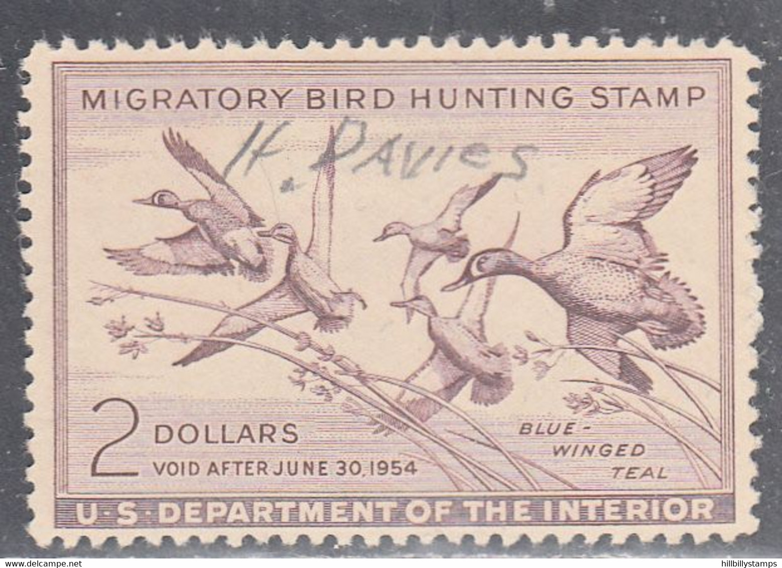 UNITED STATES   SCOTT NO  RW20    USED     YEAR  1953 - Duck Stamps
