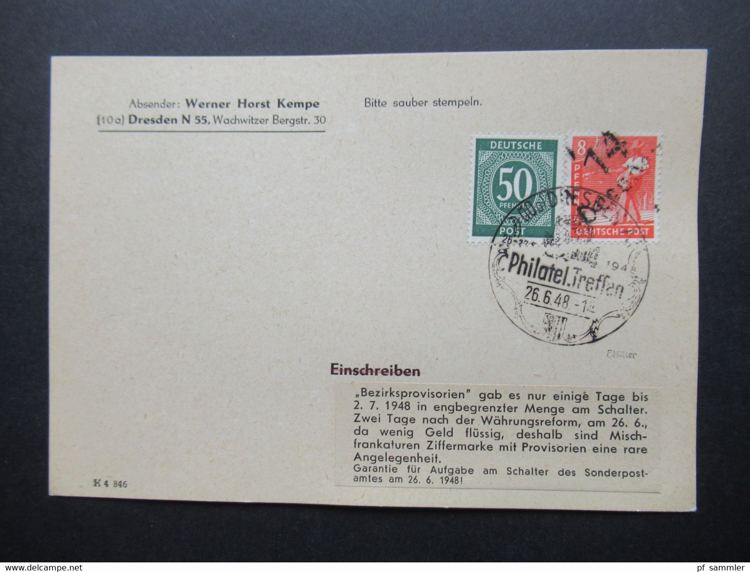 Belegeposten 1945 / 46 SBZ 95 Kempe Briefe Postmeistertrennungen / Randstücke / Besonderheiten mit original Slg. Heften