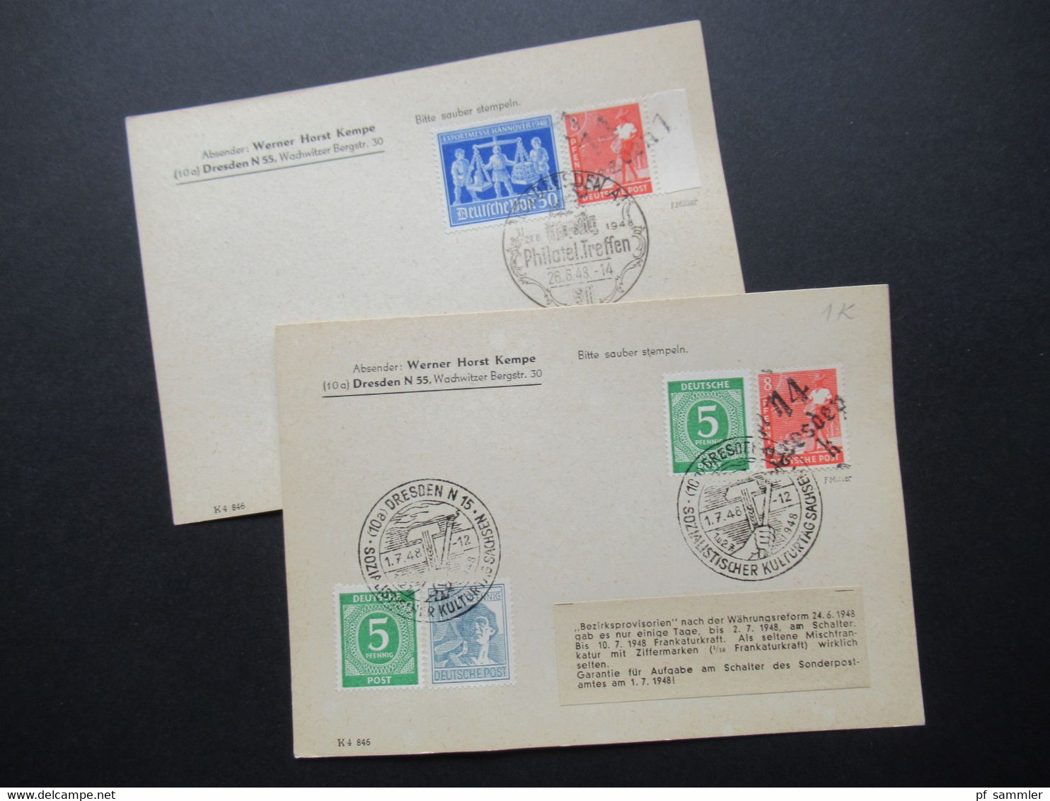 Belegeposten 1945 / 46 SBZ 95 Kempe Briefe Postmeistertrennungen / Randstücke / Besonderheiten mit original Slg. Heften