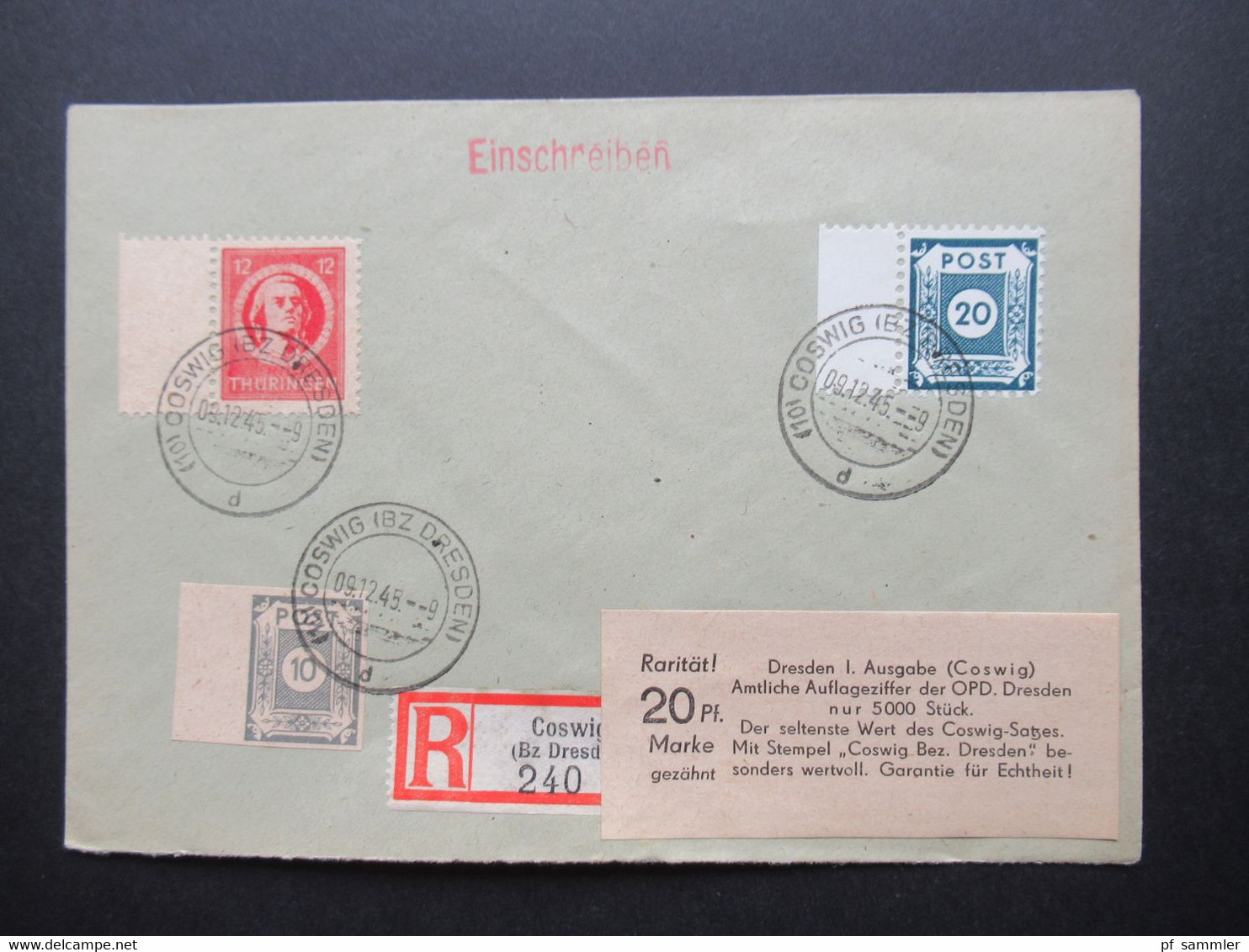 Belegeposten 1945 / 46 SBZ 95 Kempe Briefe Postmeistertrennungen / Randstücke / Besonderheiten mit original Slg. Heften