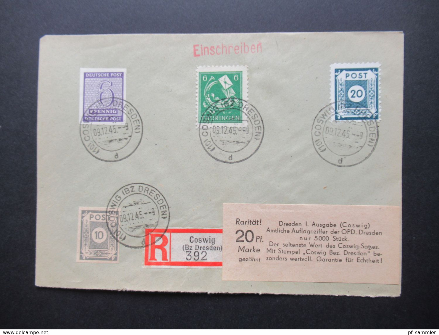 Belegeposten 1945 / 46 SBZ 95 Kempe Briefe Postmeistertrennungen / Randstücke / Besonderheiten mit original Slg. Heften