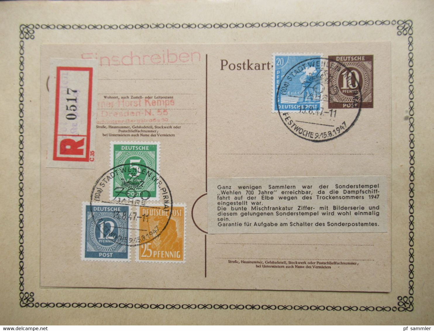 Belegeposten 1945 / 46 SBZ 95 Kempe Briefe Postmeistertrennungen / Randstücke / Besonderheiten mit original Slg. Heften