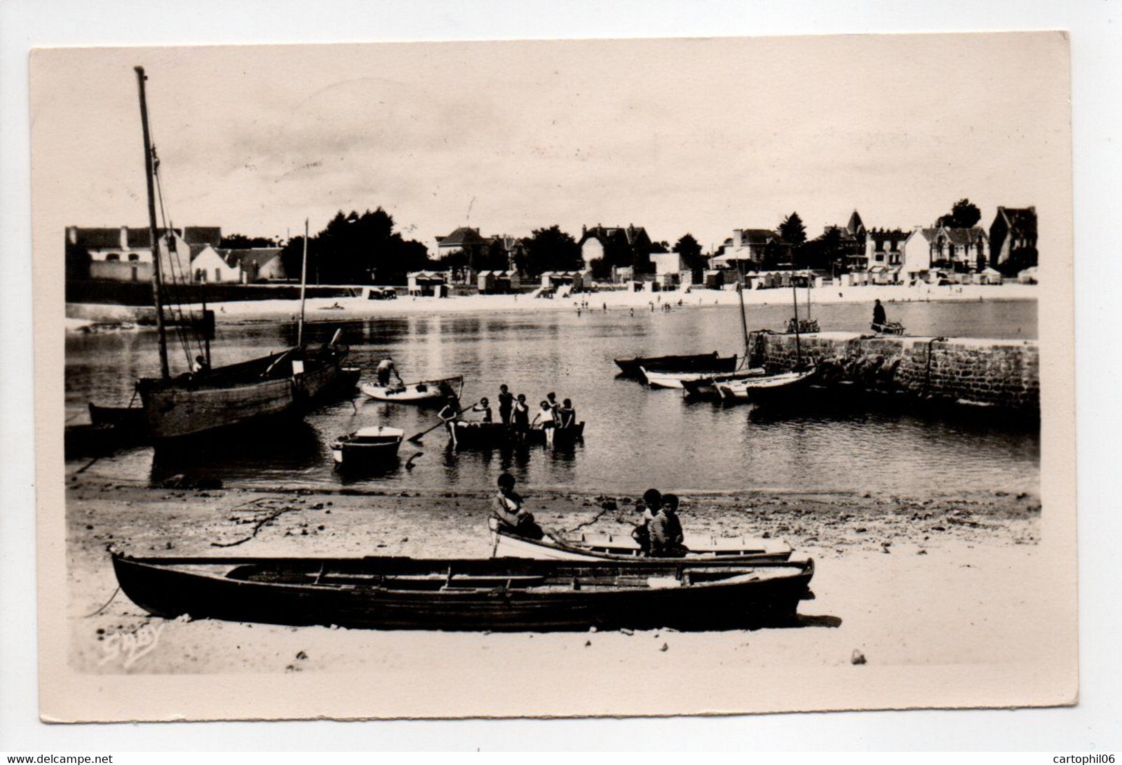 - CPSM LARMOR-PLAGE (56) - Plage De Toulhars Et La Jetée - Editions GABY N° 38 - - Larmor-Plage