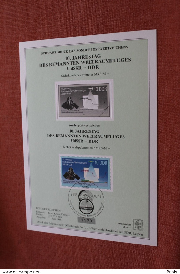 DDR 1988; Schwarzdruck Bemannter Weltraumflug UdSSR - DDR; MiNr 3171 - Autres & Non Classés