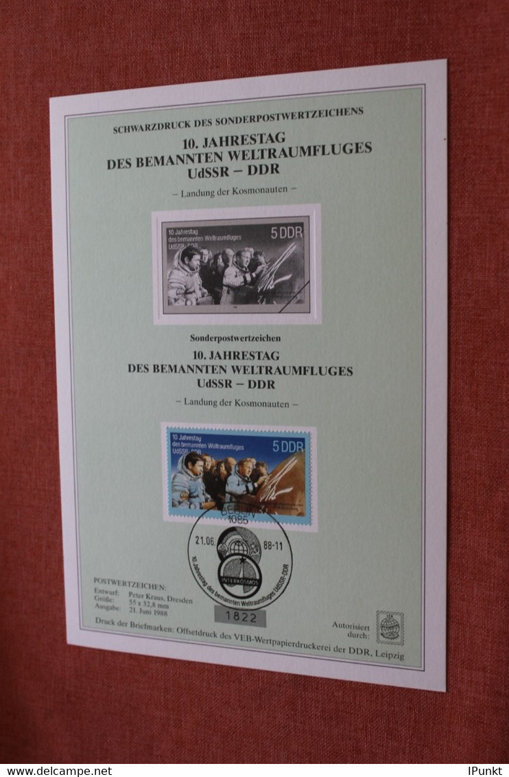 DDR 1988; Schwarzdruck Bemannter Weltraumflug UdSSR - DDR; MiNr 3170 - Other & Unclassified