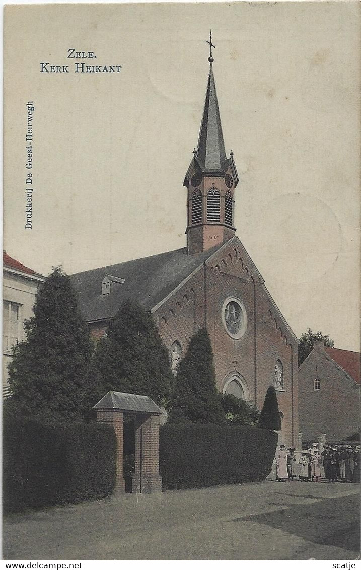 Zele   -   Kerk  Heikant   -   PRACHTIGE GEKLEURDE KAART!  1910  Naar   Overmeire - Zele