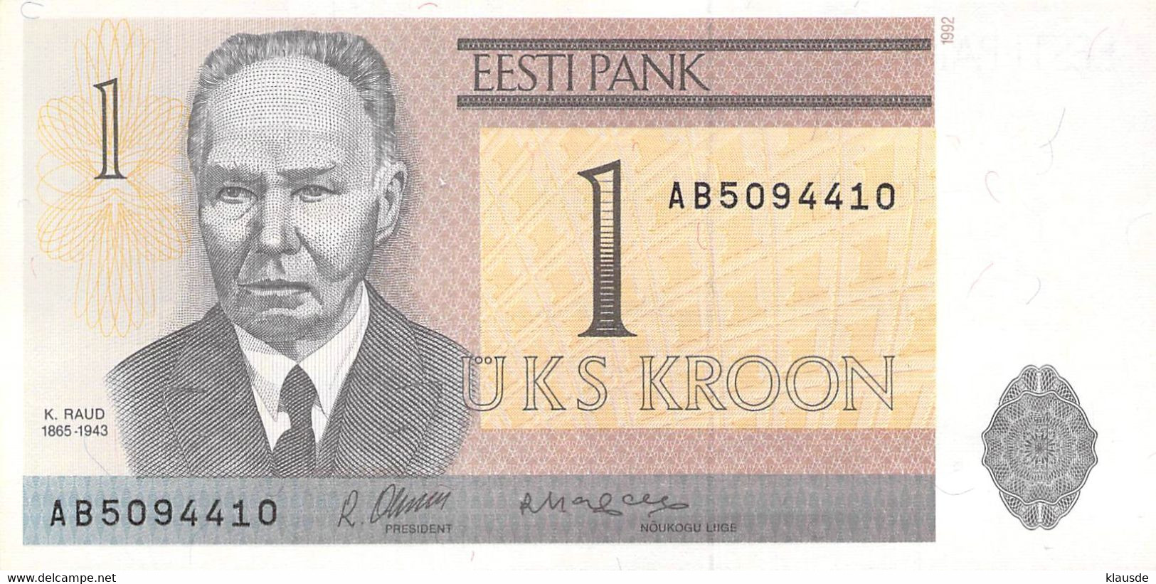 1 Kroon Estland 1992 UNC - Estonia