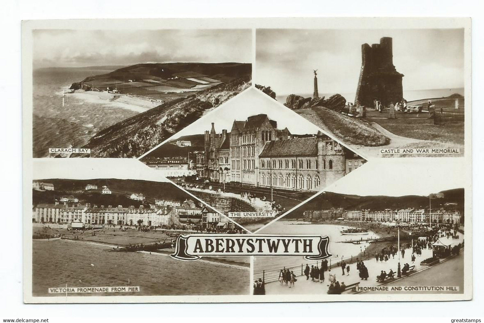 Wales Postcard Aberystwyth Multiview Unused - Cardiganshire