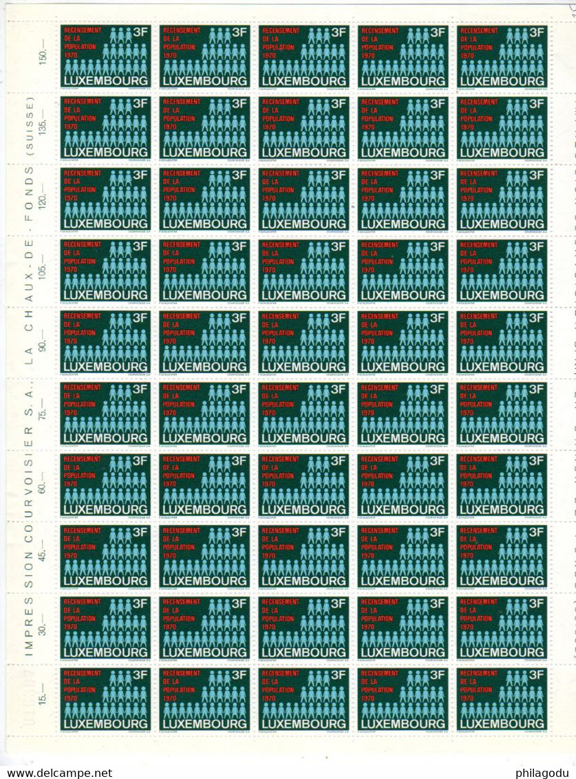 Luxembourg 1970, Recensement De La Population,  761** En Feuille De 50, Cote 15 €, - Ganze Bögen