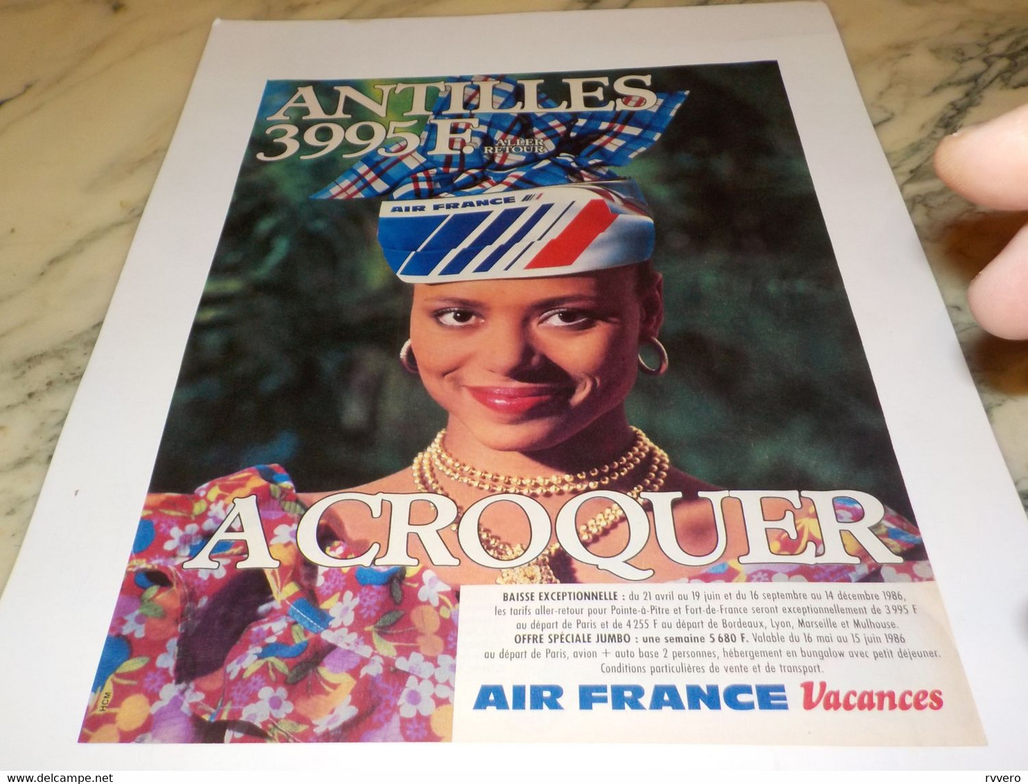 ANCIENNE PUBLICITE ANTILLES A CROQUER  AIR FRANCE    1986 - Advertisements