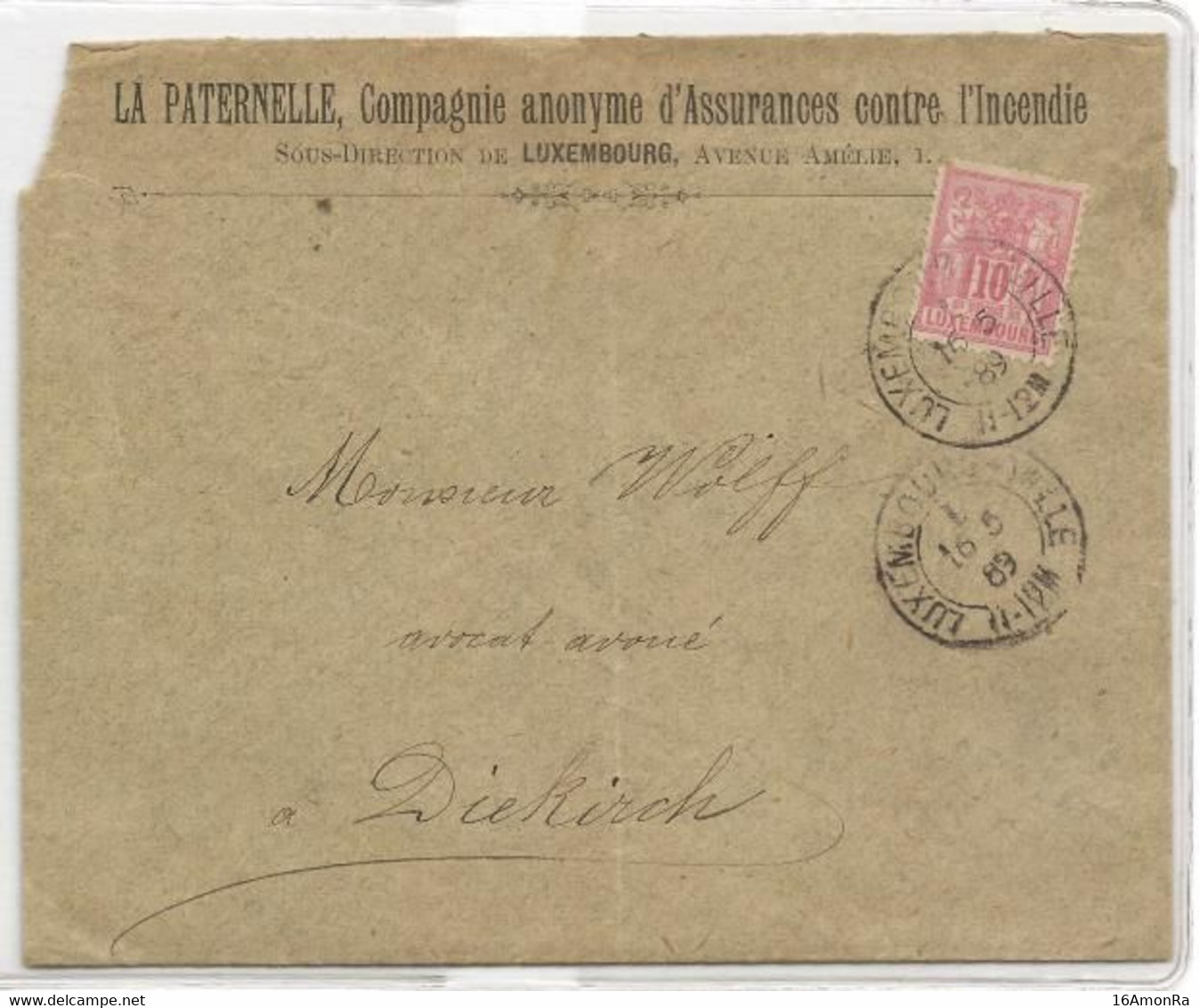 N°51 - 10 Centime Rose-rouge Obl. Dc De LUXEMBOUR-VILLE * sur Lettre (en-tête LA PATERNELLE Compagnie D'assurances Contr - 1882 Allégorie