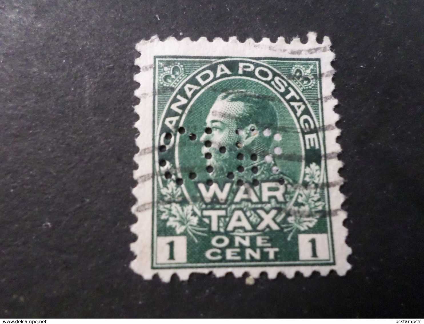 CANADA, Timbre Perforé WAR TAX 1 Cent, Oblitéré, Voir Photos - Plaatfouten En Curiosa