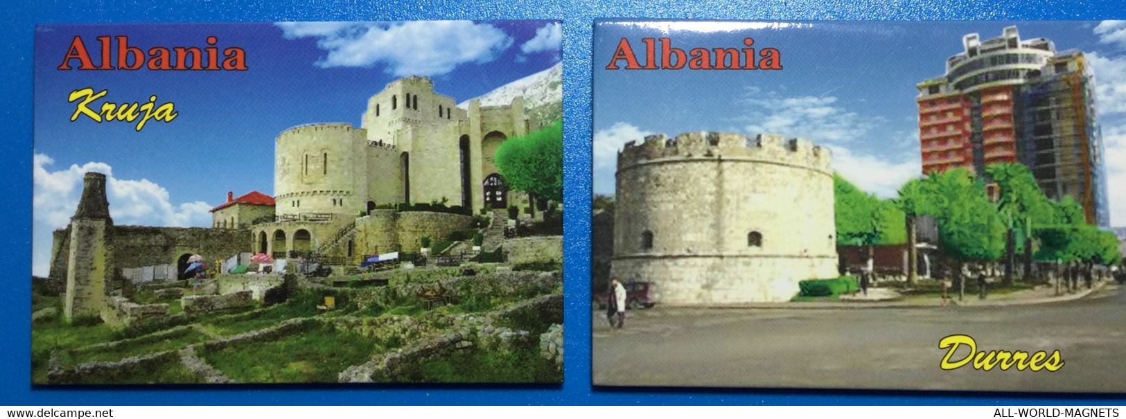 Lot Of 2 Albanian Cities Kruja, Durres Fridge Magnets Souvenirs - Magnete