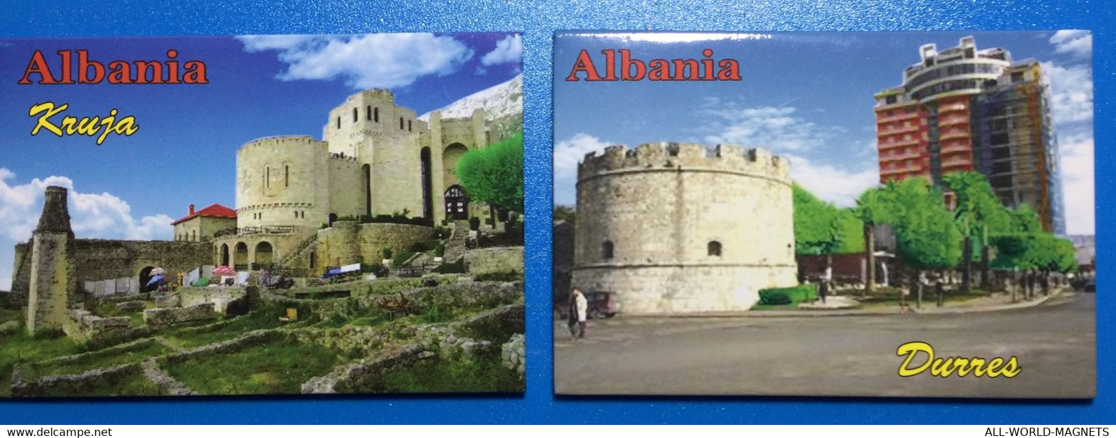 Lot Of 2 Albanian Cities Kruja, Durres Fridge Magnets Souvenirs - Magnetos