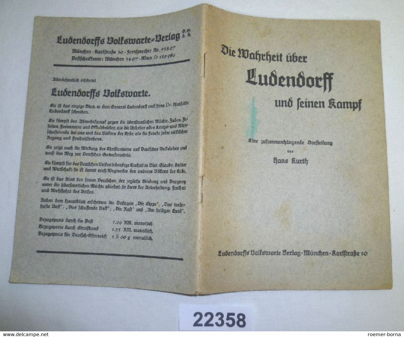 Die Wahrheit über Ludendorff Und Seinen Kampf - Eine Zusammenhängende Darstellung - Política Contemporánea