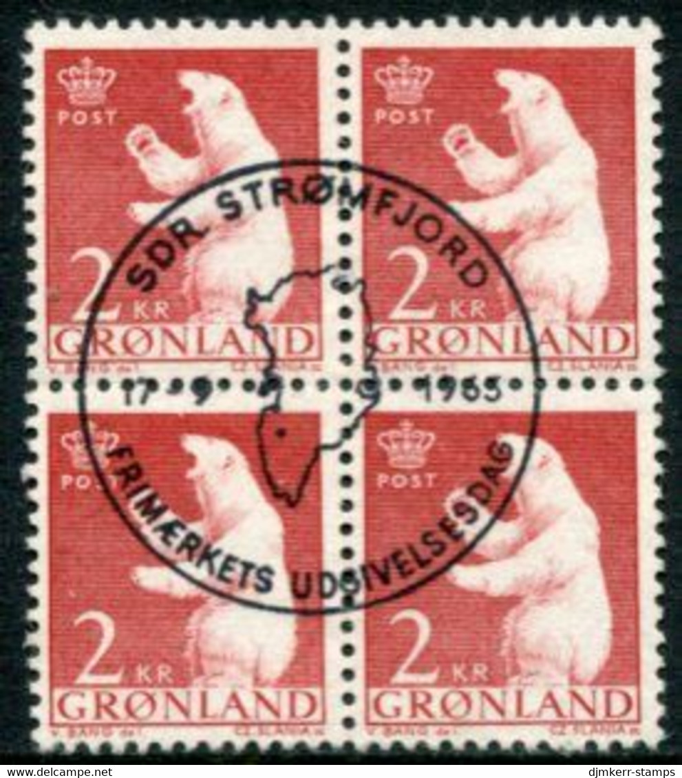 GREENLAND 1963 Definitive: Polar Bear 2 Kr Block Of 4 Used,  Michel 59 - Usati