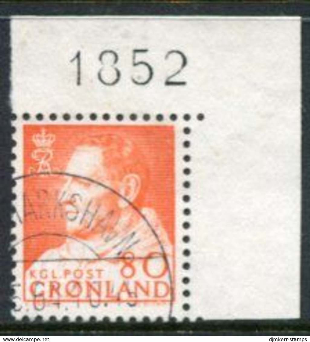 GREENLAND 1963 Definitive: King Frederik IX 80 Øre Used,  Michel 57 - Oblitérés