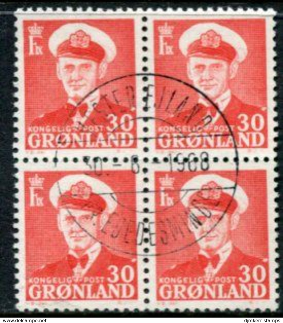 GREENLAND 1959 Definitive: King Frederik IX 30 Øre Block Of 4 Used,  Michel 44 - Usados