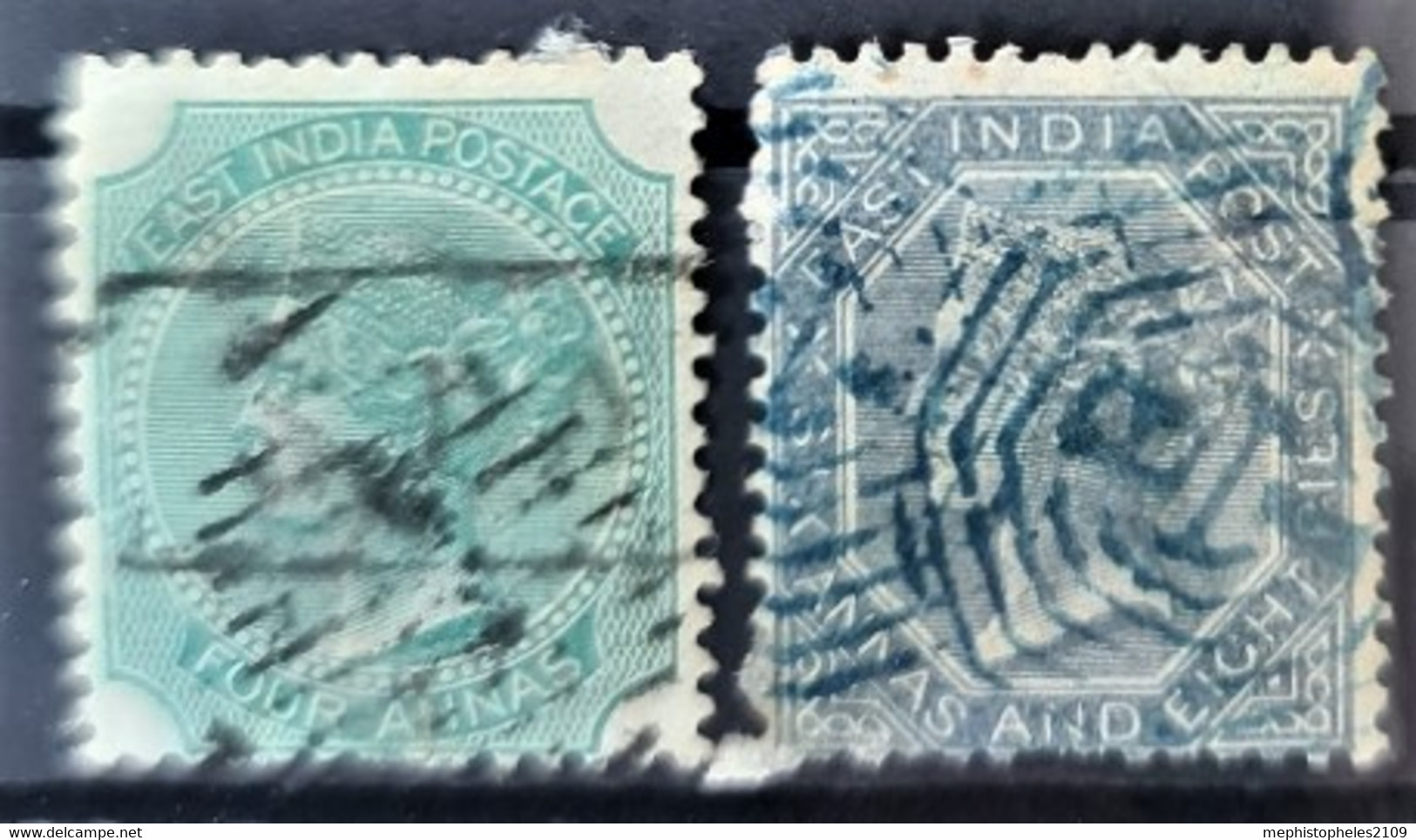 INDIA 1866 - Canceled - Sc# 26, 27 - 1858-79 Compagnia Delle Indie E Regno Della Regina