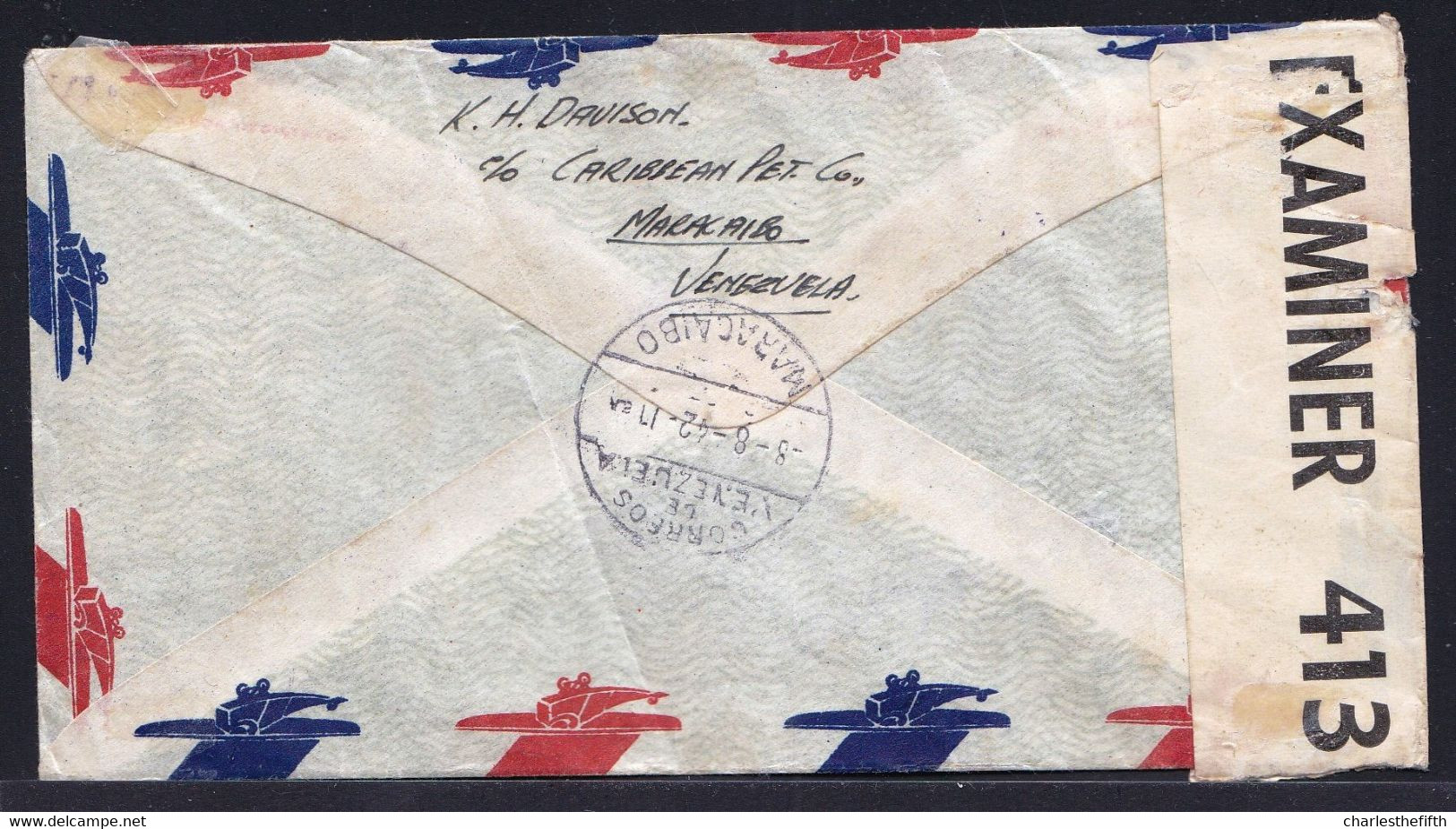 1942 COVER MARACAIBO VENEZUELA TRANSATLANTIQUE To GEOLOGICAL SOCIETY LONDON - ENGLISH CENSOR 413 - Venezuela