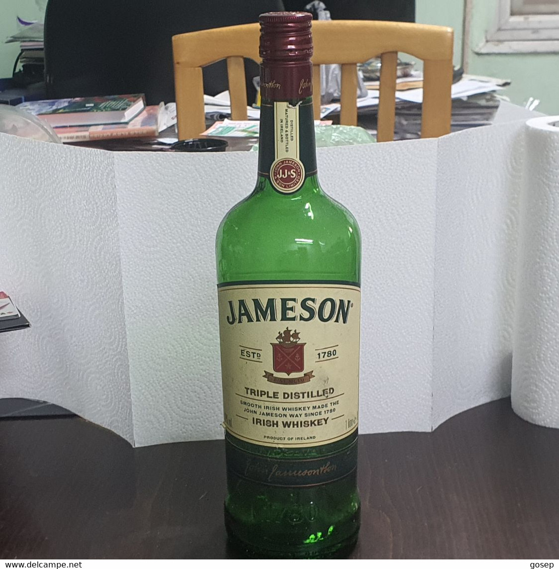 IRELAND-JAMESON-IRISH WHISKEY-(Hebrew Label-rite)-(The Caption Different Back)(alcohol-40%) (Capacity1liter)-used Bottle - Whisky